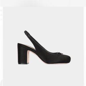 Sandy Liang 45 Satin Black Slingback Heels